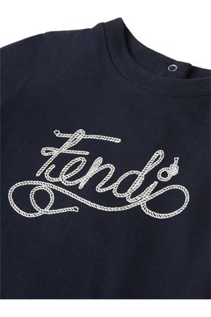 t-shirt in cotone blu FENDI KIDS | BMI2837AJF1I11